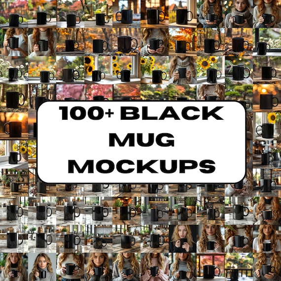 100+ Black Coffee Mug Mockup Bundle (11oz, 15oz) (Digital Download)