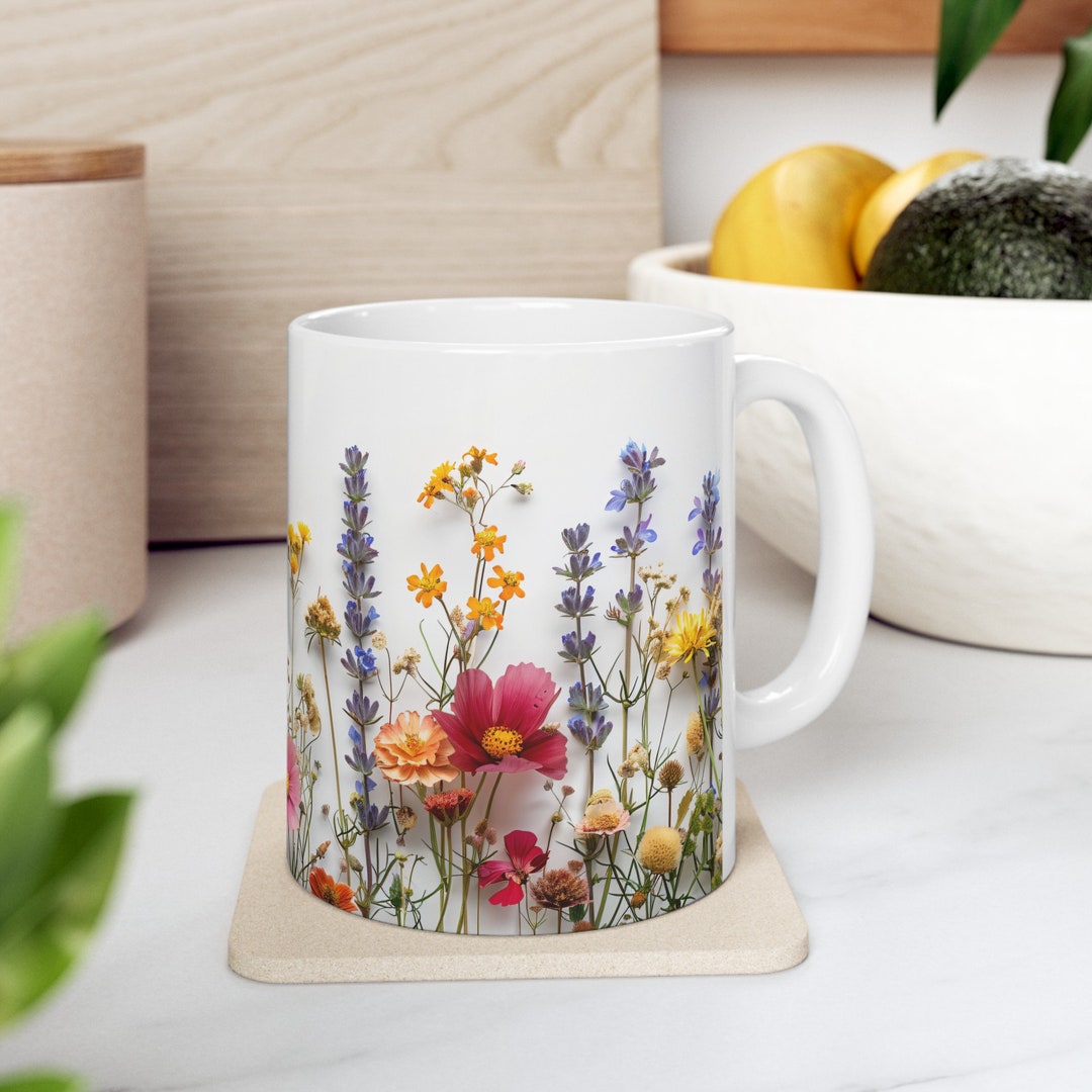 Cottagecore Flowers Mug, Boho Pressed Wildflowers Coffee Mug, Flower ...