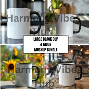 Two Tone Mug Mockup Bundle, Black Handle Two Toned Mug mockup, 15oz Coffee Mug Mockup, Mug Mockup, Cozy Mug Mockup, Mug Mockup Bundle