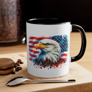 American Flag Bald Eagle Mug: Patriotic USA Coffee Mug