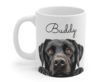 Custom Labrador Retriever Mug: Personalized Peeking Dog Coffee Mug