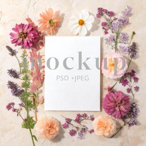 Einladung Mockup, 5x7 Karte Mockup, Blumen Einladung Mockup, Blumen Einladungskarte MockUp, Brautparty Mockup, Hochzeit einladen Mockup