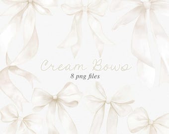 Clipart noeud aquarelle crème : noeuds graphiques ivoire blanc cassé (PNG)