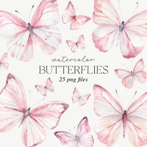 Vlinder clipart, roze aquarel vlinders, zachtroze vlinder graphics, aquarel vlinders illustraties, pastel roze vlinders, pastel roze vlinders, png PNGEgg