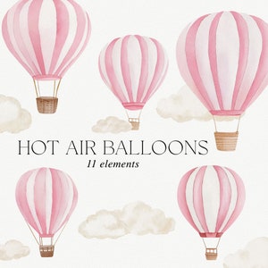 Heißluftballon Clipart, Pinke Heißluftballons, Heißluftballon Grafiken, Heißluftballon Clip Art, Ballons und Wolken, Babyparty Clipart