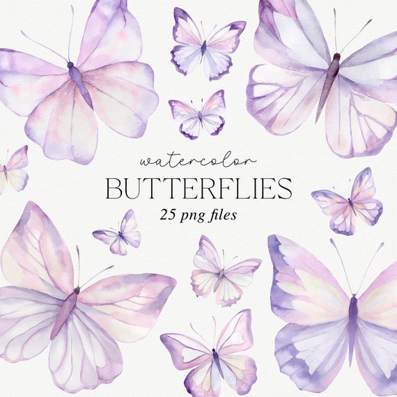Purple Watercolor Butterfly Clipart: Lilac Graphics (PNG)