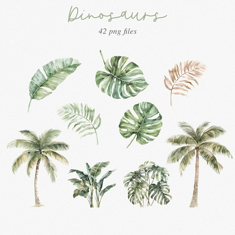Akvarell dinosaurie clipart-paket: Dinosauriefestdekor (PNG) bild 4