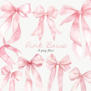 Rosa Schleife Clipart, rosa Aquarell Schleife Grafiken, weiche Pastell Blush rosa Schleife Grafiken, Aquarell Schleife Clip Art, Pastellrosa Bögen PNG