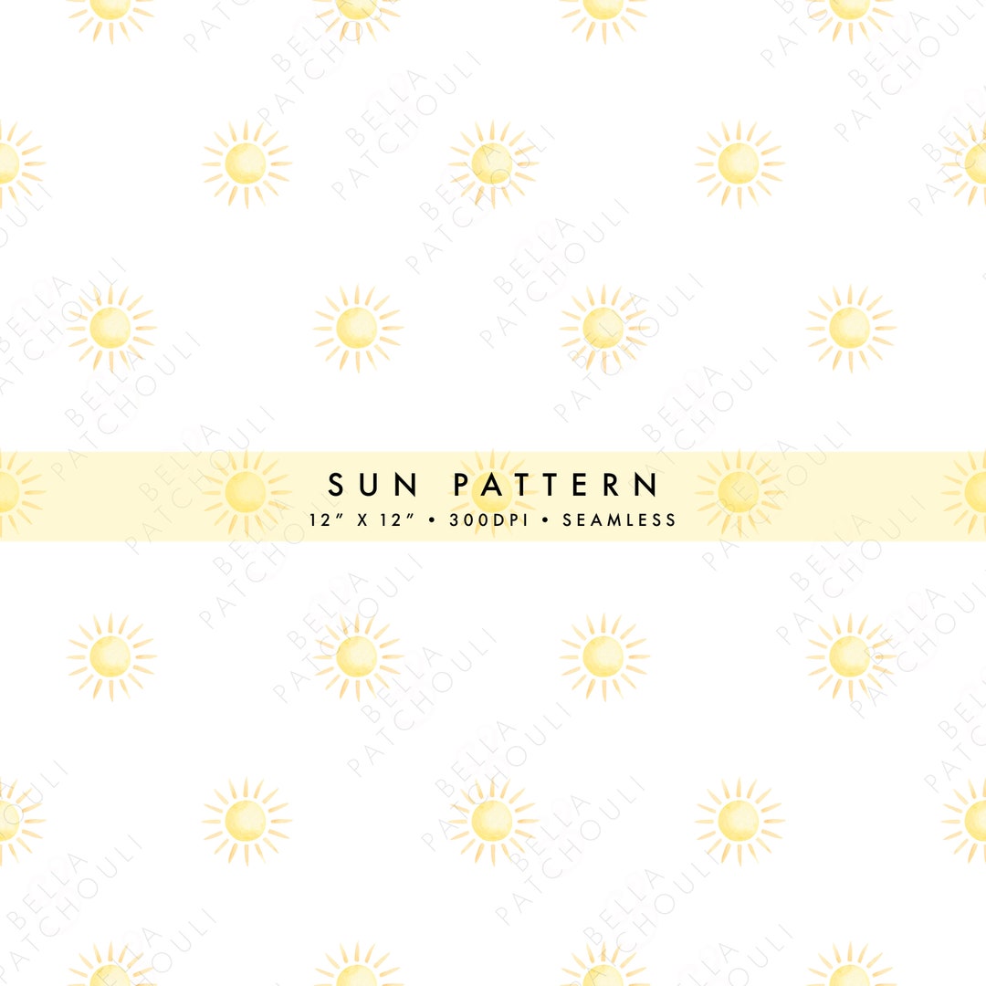 Pastel Sun Seamless Pattern: Watercolor Summer Design (digital Download ...