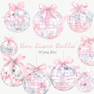 Bola de discoteca com arco, bola de discoteca em aquarela com arco, bolas de discoteca rosa e prata com arcos, clipart, gráficos, clipart em aquarela