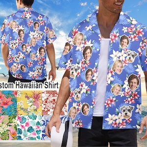 Custom Face Hawaiian Shirt,Custom Shirt,Personalized Hawaiian Button Shirt, Funny Beach Party Shirts for Men/Women,Casual Shirt Print Gifts