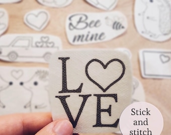 Patrones de bordado para San Valentín, papel de corazón para disolver, plantillas de regalo con forma de erizo para pegar y bordar.