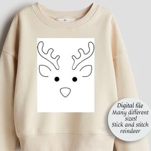 reindeer embroidery pattern dissolve hand embroidery stick and stitch reindeer beginner embroidery printable stick and stitch reindeer face