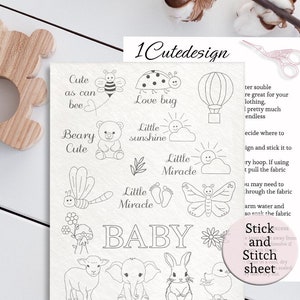 baby embroidery patterns stick and stitch transfer peel and stick embroidery pattern trendy embroidery clothes transfer washaway Stabilizer