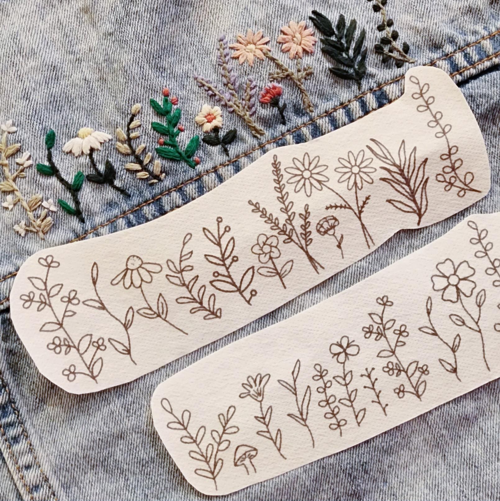 Denim Jacket Embroidery Stick and Stitch Transfer Paper Wash Away