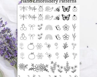 Insect bug PDF hand borduurwerk ontwerp bij vlinder mini beginner patroon kleine lieveheersbeestje libel randontwerp wasbaar stencil