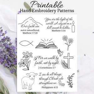 embroidery pdf pattern dissolve pattern hand embroidery print and stitch easy to sew Christian verse embroidery Christian bible clipart