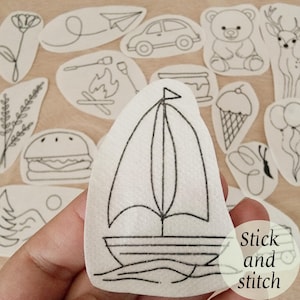 子供用 スティックアンドステッチ転写紙、洗い流せる刺繍安定剤、裁縫用スティックアンドステッチ溶解紙車＆トラックステンシル