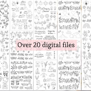 Può includere: Un set di 20 file digitali con illustrazioni in bianco e nero di vari design a tema natura, tra cui fiori, api, farfalle e animali. Le illustrazioni sono perfette per l'artigianato, lo scrapbooking o i progetti digitali.