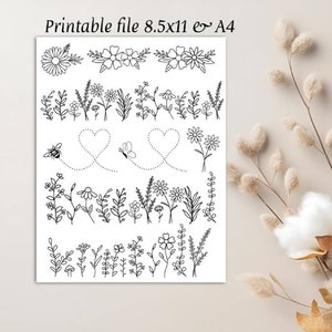 PDF 刺繍パターン 溶解 手刺繍 印刷可能 スティック アンド ステッチ 初心者向け刺繍パターン フローラル チェーン デジタル ダウンロード