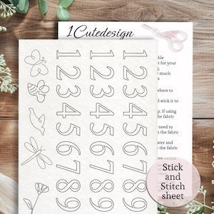 Numbers embroidery full sheet,Stick and stitch transfer paper, Washaway Embroidery Stabilizer, sewing Stick and stitch dissolve paper