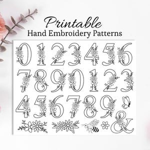 Modello PDF per ricamo numerico, ricamo a mano, stampa e cucito, ricamo per principianti, set di modelli floreali per ricamo numerico