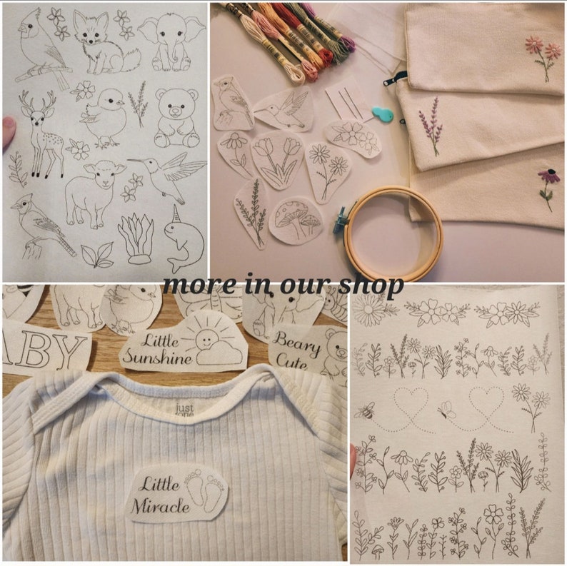 Printable Stick and Stitch Dissolve Hand Embroidery Print and Stitch Easy to Sew Personalize ...