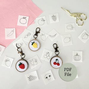 PDF mini veggies embroidery pattern dissolve hand embroidery printable stick and stitch small fruit pattern stencils digital download