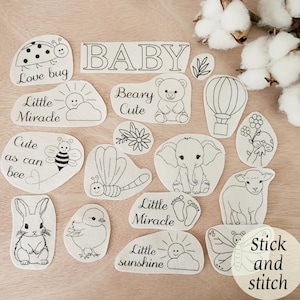 Baby embroidery pattern, Stick and stitch transfer paper, Washaway Embroidery Stabilizer, baby gifting idea, newborn nursery embroidery gift