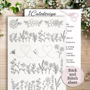 Butterfly embroidery full sheet Stick and stitch transfer paper, Washaway Embroidery Stabilizer flower chain for denim dissolve paper