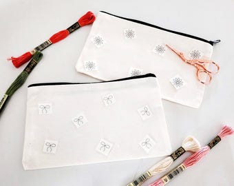 Mini bolsa de lona con diseño de transferencia de puntada y pegamento, estabilizador de bordado lavable, cinta de transferencia de disolución de margaritas, plantilla de bolsa, idea de bolsa de mano