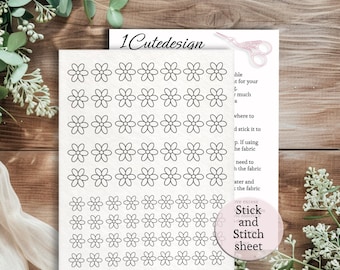 Lots of daisies embroidery full sheet,Stick and stitch transfer paper, Washaway Embroidery Stabilizer, Stick and stitch dissolve paper