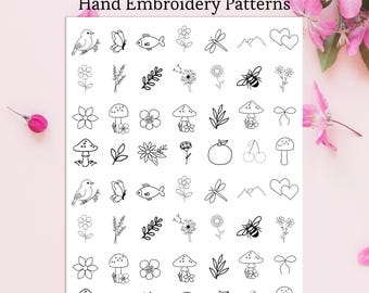 Mini diseño de bordado en PDF para imprimir y bordar, diseño de patrón pequeño, linda variedad de patrones para coser llaveros, adornos para bolsas de lona