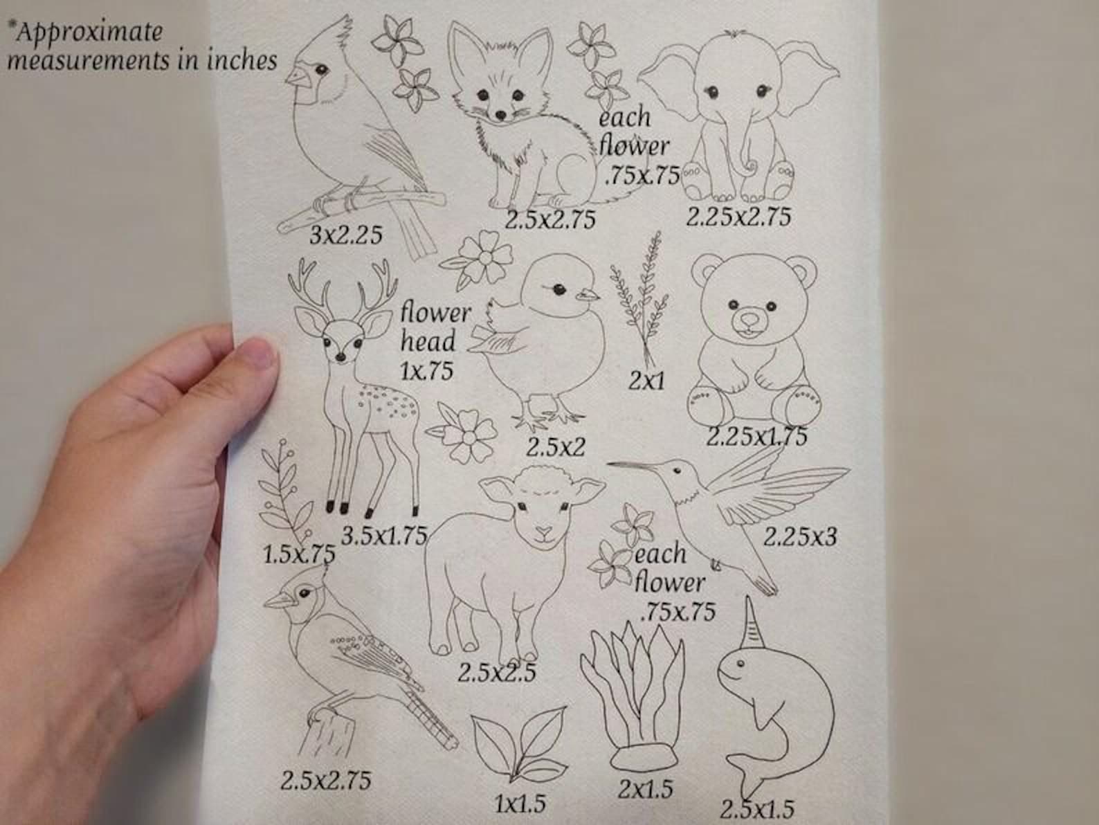 PDF Embroidery Animal Pattern Dissolve Hand Stitch Stencil Printable