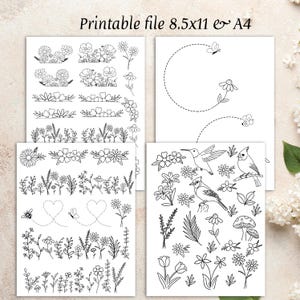 pdf embroidery pattern dissolve hand embroidery print and stitch beginner printable stencil floral clothing and shoe bundle