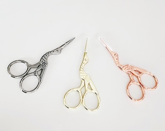 Tijeras de bordado de cigüeña, tijeras de pájaro para labores de costura, tijeras afiladas de acero inoxidable con grúa.