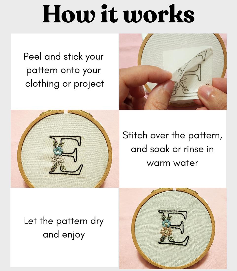 Stick and Stitch Alphabet Embroidery Peel and Stick Letter Hand ...