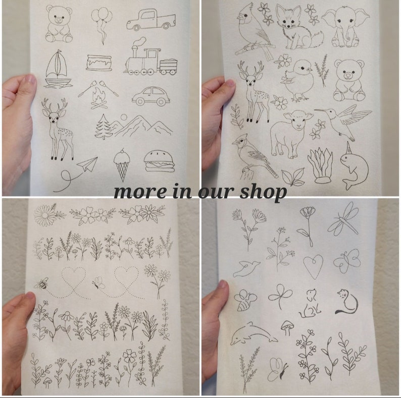 Kids Stick and Stitch Transfer Paper, Wash Away Embroidery Stabilizer ...
