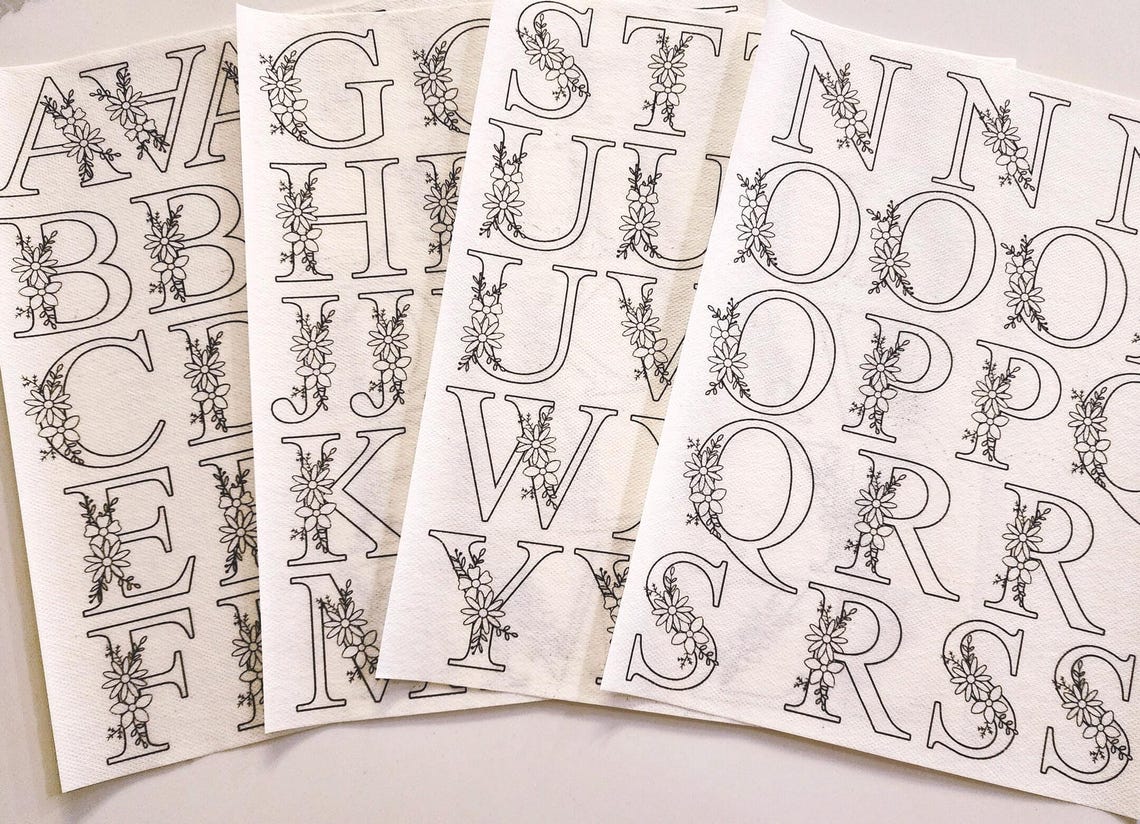 Stick and Stitch Alphabet Embroidery Peel and Stick Letter Hand ...