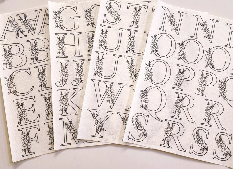 Stick and Stitch Alphabet Embroidery Peel and Stick Letter Hand ...