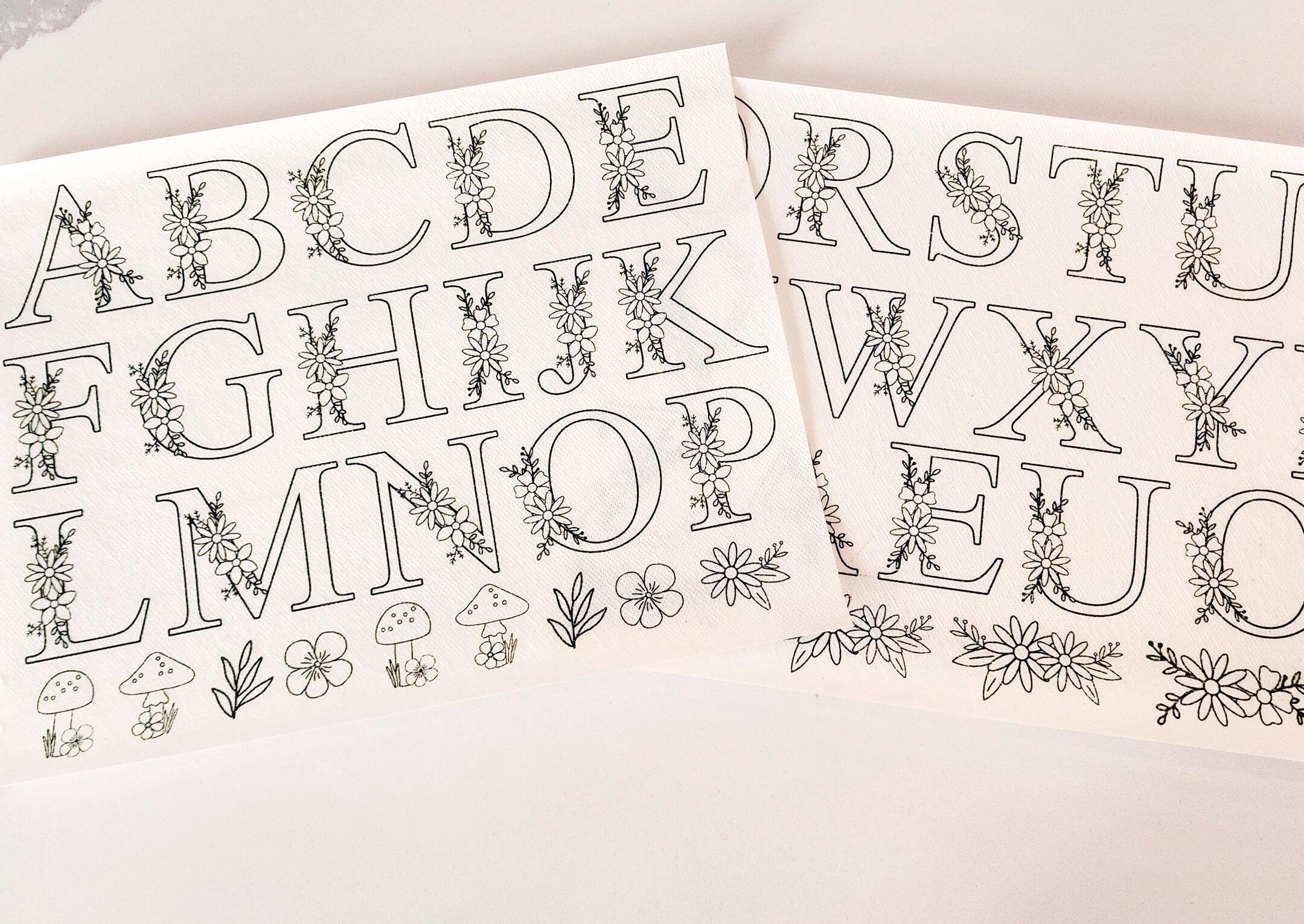 Alphabet Stick and Stitch Embroidery Dissolve Pattern Sticker Transfer ...