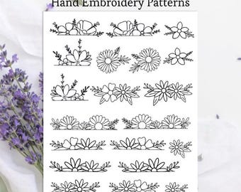 PDF embroidery flower pattern printable stick and stitch floral beginner washable stencil digital download