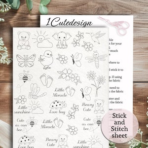 Baby embroidery full sheet,Stick and stitch transfer paper, Handcrafted clothes embellishment, baby saying sewing child washaway stabilizer