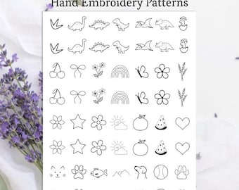 mini-pdf kind borduurpatroon ontbinden handborduurwerk afdrukbare steken kleine patroonstencils digitale download
