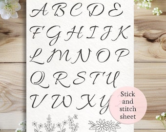cursive alphabet embroidery letters dissolve  stick and stitch custom trendy embroidery pattern  alphabet font letters