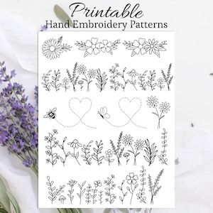 PDF embroidery pattern dissolve hand embroidery printable stick and stitch beginner pattern flower chain digital download washable stencil