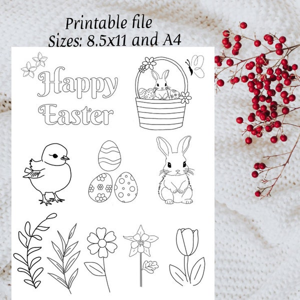 Printable stick and stitch dissolve pattern hand embroidery print and stitch easy to sew Easter beginner embroidery Easter bunny eggs chick