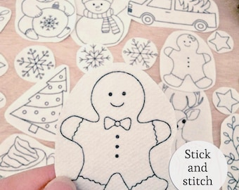 Stick & stitch Christmas Wash away Embroidery Stabilizer,Stick and stitch patterns dissolve paper snowflake stencil gingerbread man patterns