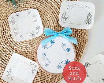 Plantilla de bordado para adorno fotográfico con adhesivo y costura, patrón personalizado para adorno de árbol de Navidad.