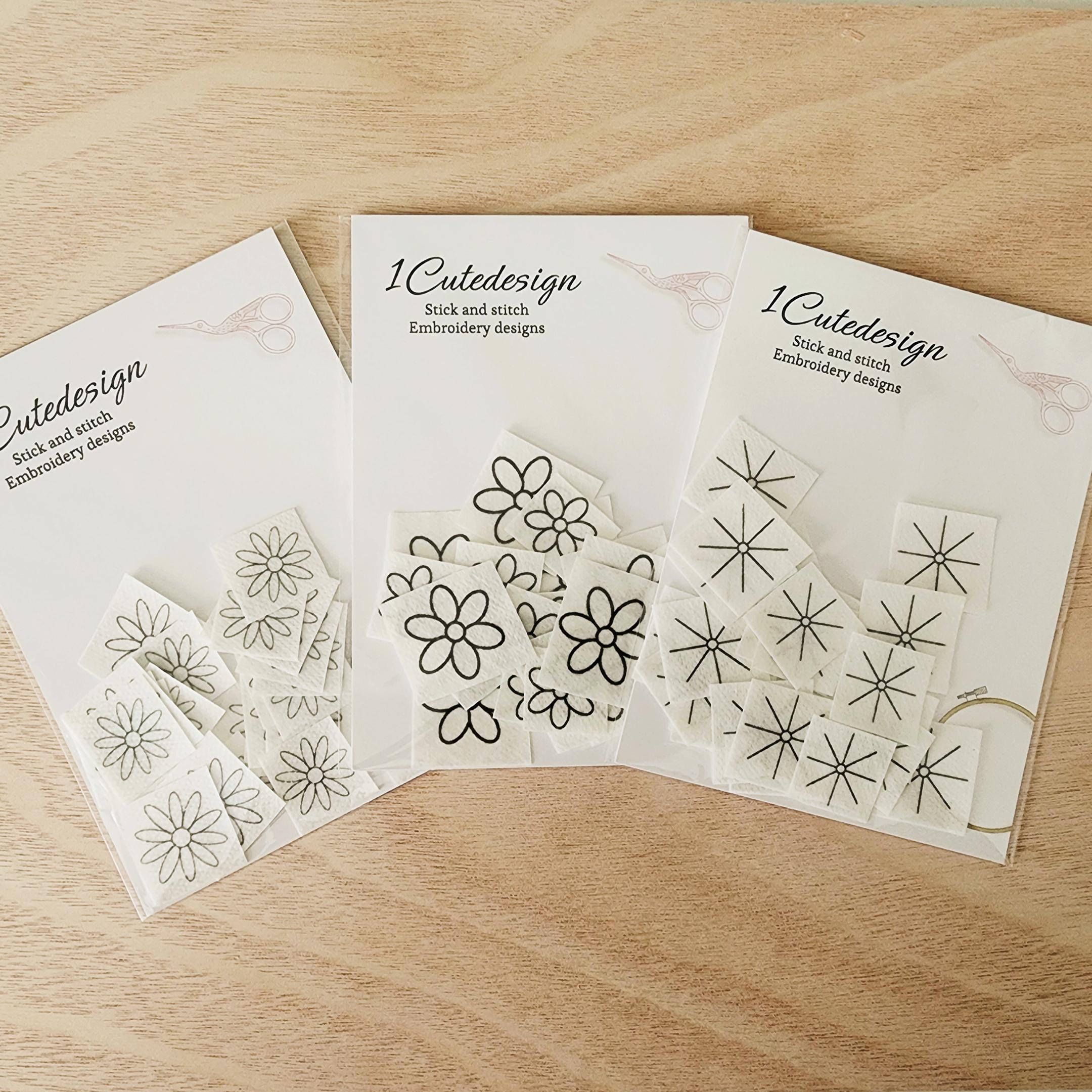 Mini daisy embroidery patterns,Stick and stitch stencils,Washaway Embroidery Stabilizer,Stick and stitch dissolve paper tiny daisy patterns